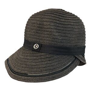 Calvin Klein Woven Cloche Bucket Hat Black Textured Logo Trim Adjustable